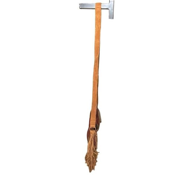 MINNETONKA Genuine Leather Cross Body Purse, Boho Aztec Embroidered, Side Fringe - Picture 11 of 13